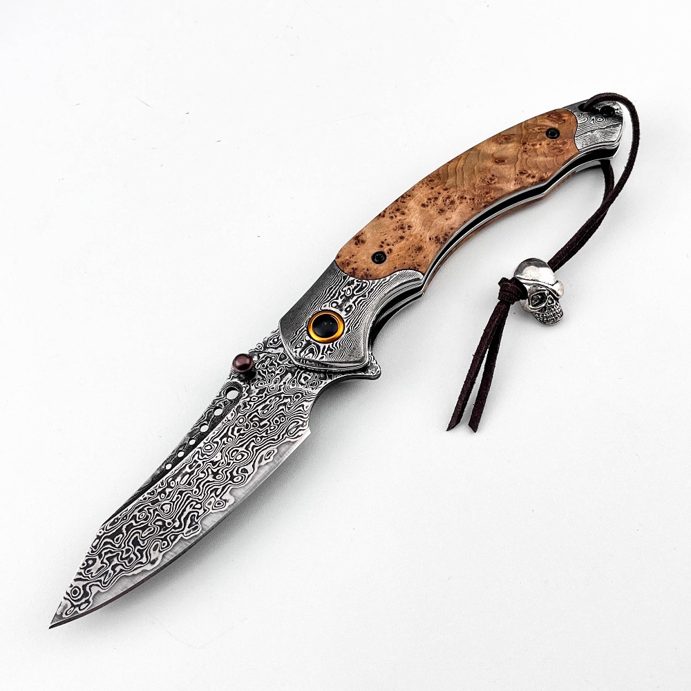 Vintage Collectible Knife - 고경도 다마스커스 패턴 접이식 나이프 빈티지