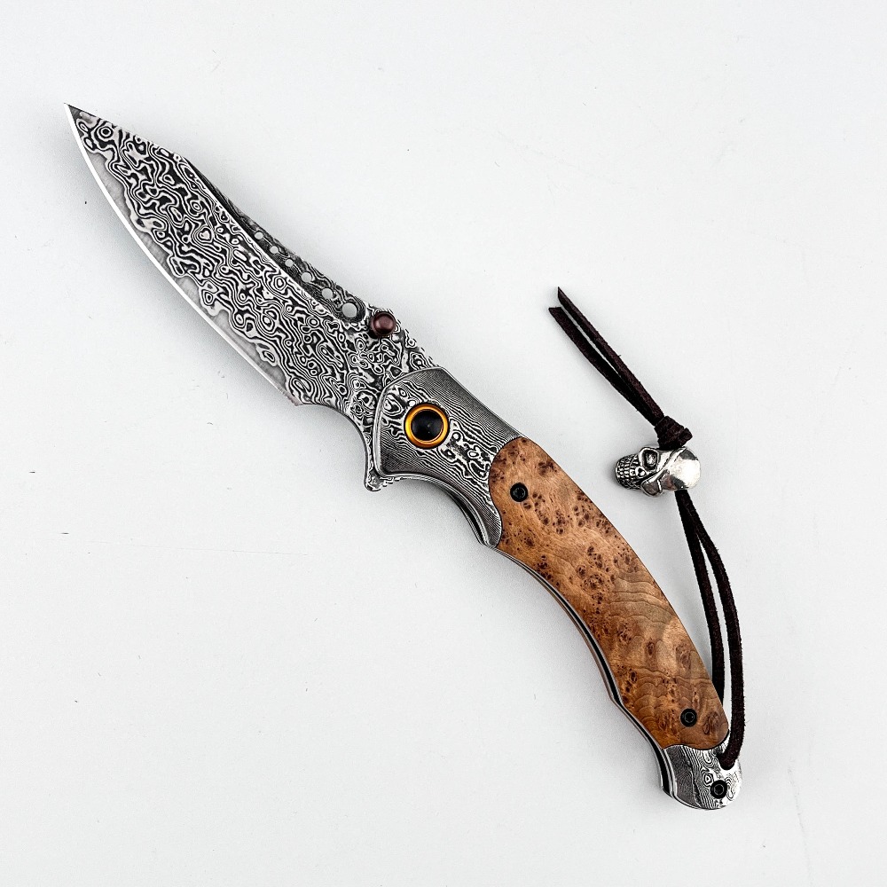 Vintage Collectible Knife - 고경도 다마스커스 패턴 접이식 나이프 빈티지