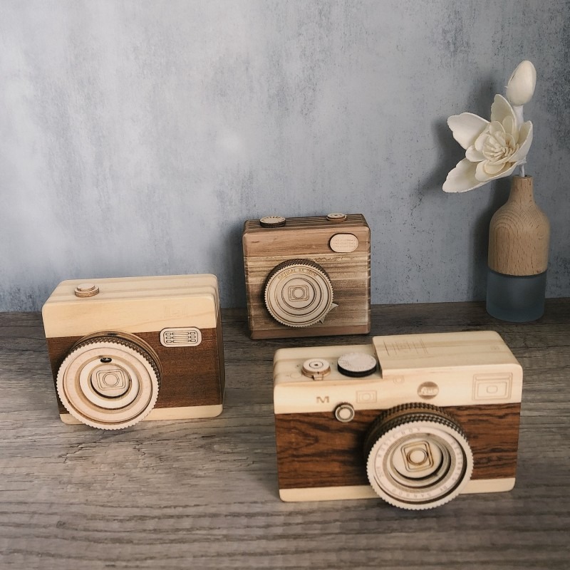 Collectible Vintage Cameras - 빈티지 나무 카메라 뮤직 박스 수제