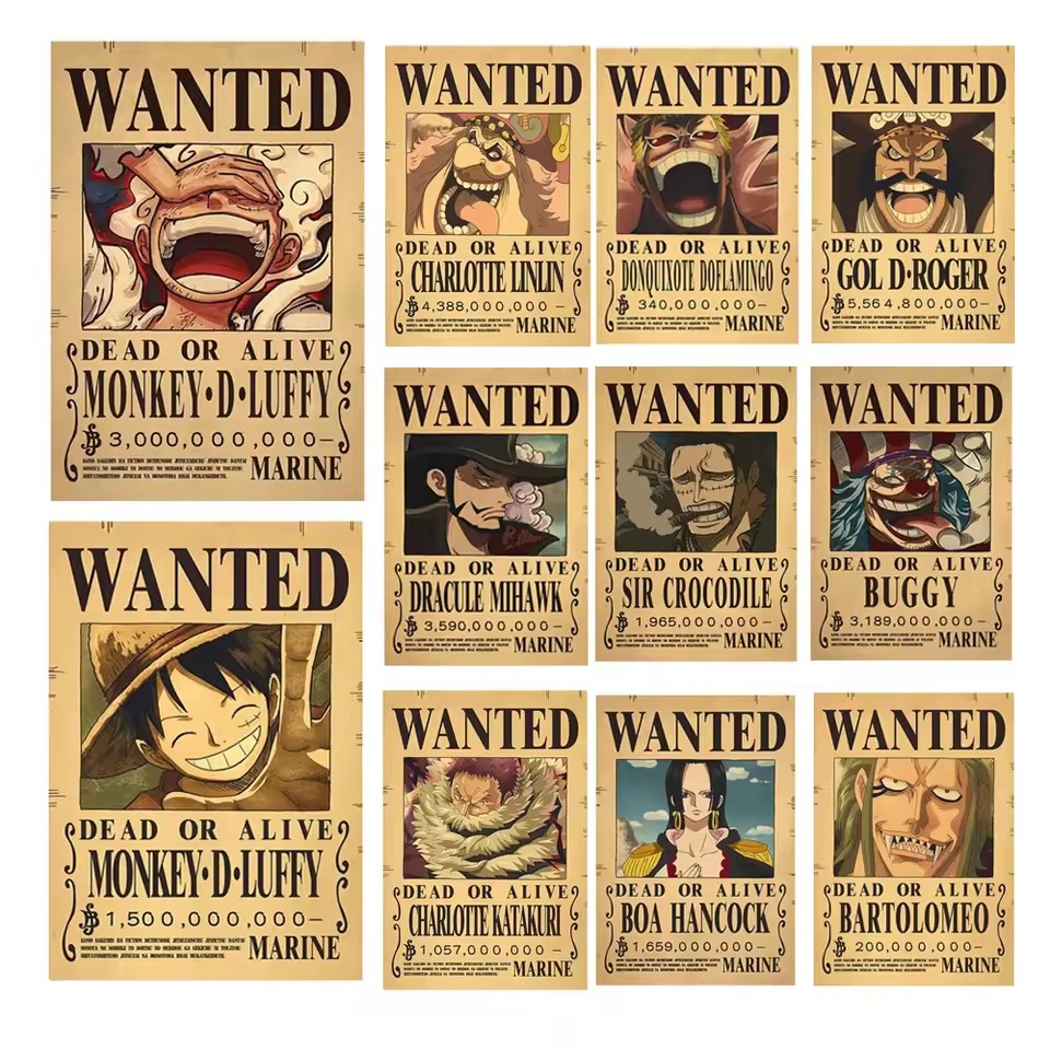 Vintage Collectible Posters - 애니메이션 원피스 바운티 원하는 사람 포스터