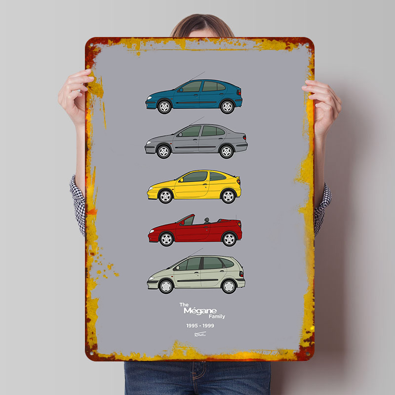 Vintage Collectible Posters - 스포츠카 메간 컬렉션 1995-1999 인쇄된 포스터