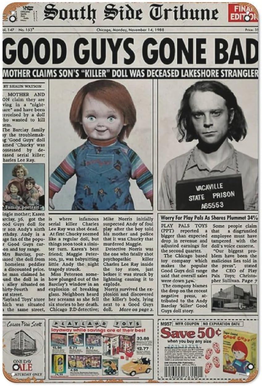 Collectible Vintage Newspapers - Child S Play 1988 신문 포스터