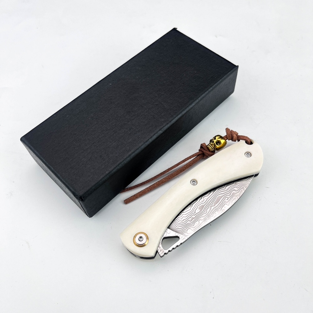 빈티지 다마스커스강 소형 접이식 나이프, 소뼈 손잡이, - Vintage Collectible Knife 리뷰 및 가격