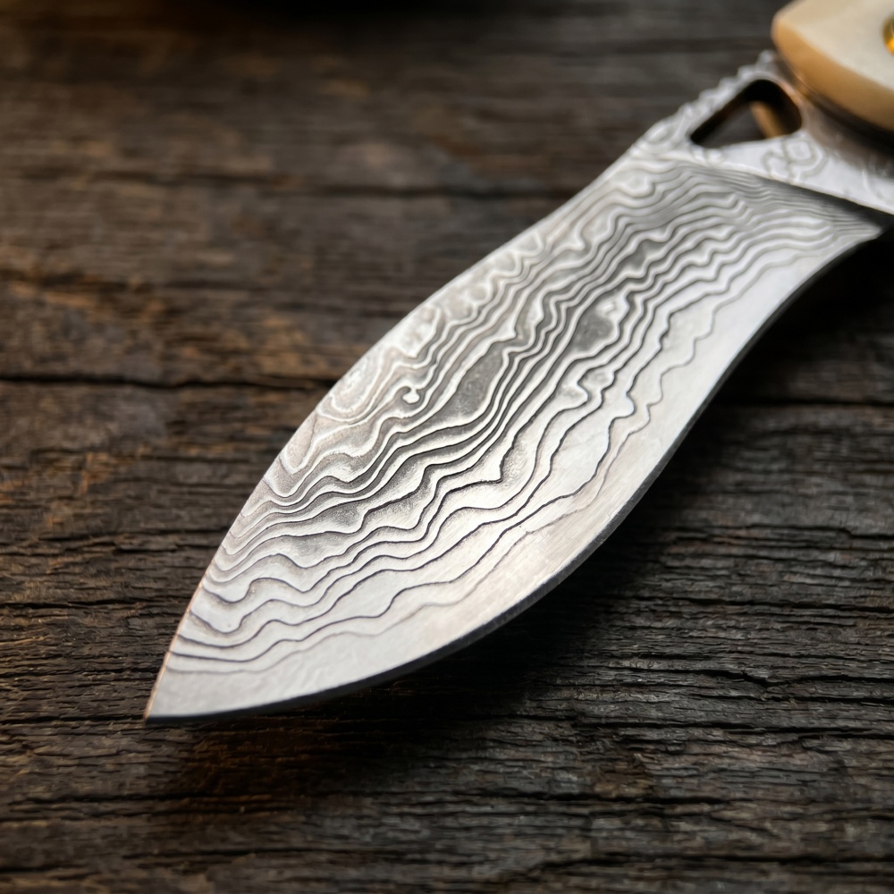 빈티지 다마스커스강 소형 접이식 나이프, 소뼈 손잡이, - Vintage Collectible Knife 리뷰 및 가격