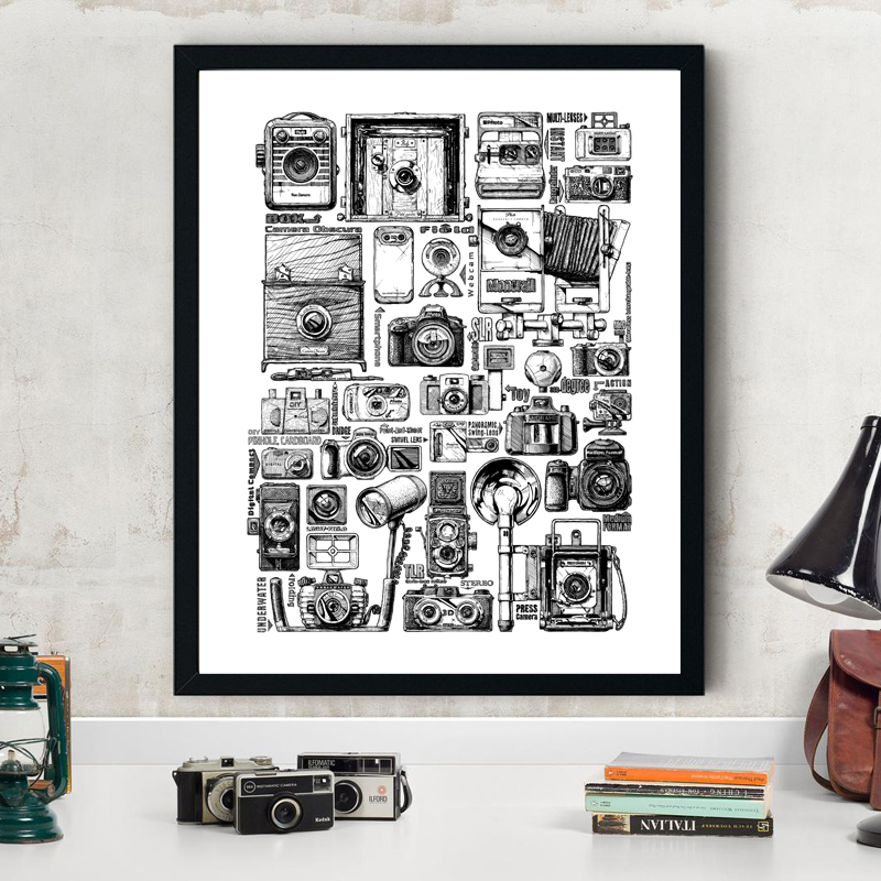 빈티지 카메라 일러스트레이션 컬렉션 포스터 및 프린트, - Collectible Vintage Cameras 리뷰 및 가격