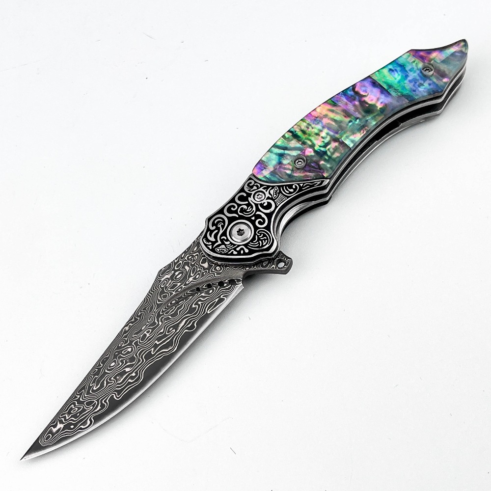 새로운 빈티지 다마스커스 패턴 블레이드 접이식 나이프, - Vintage Collectible Knife 리뷰 및 가격