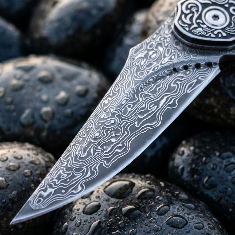 새로운 빈티지 다마스커스 패턴 블레이드 접이식 나이프, - Vintage Collectible Knife 리뷰 및 가격
